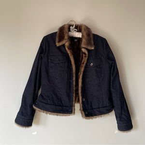 vintage gap fur lined denim jacket